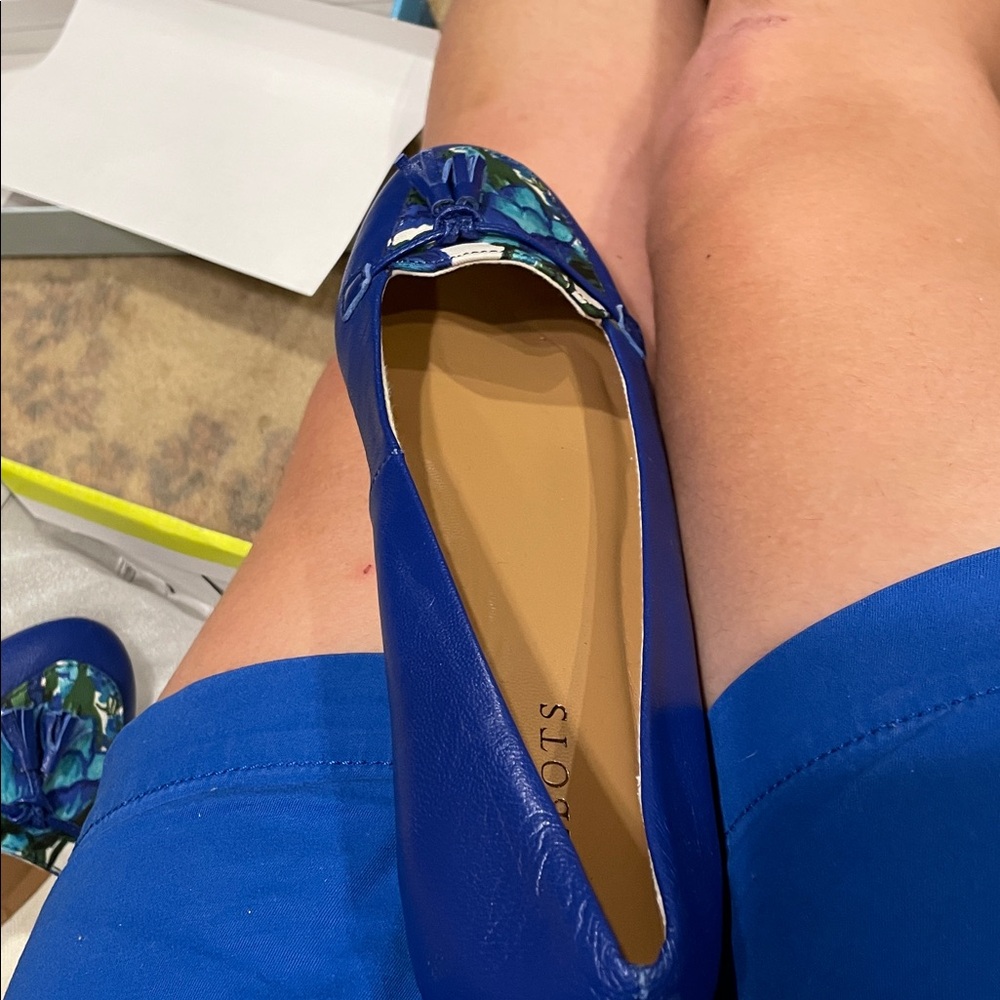 Talbots Blue Flats with Patterned Accent